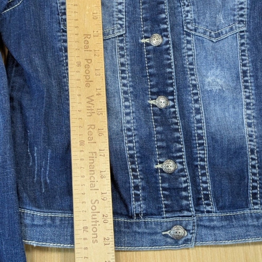 Silver Jeans Co Womens Denim Jacket Medium Wash Trucker Blue Medium Y2K Western - Picture 8 of 8